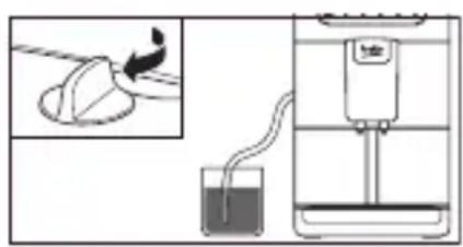 Diagram illustrating a laboratory setup with a beaker, tubing, and a container of liquid, accompanied by an instructional arrow.
