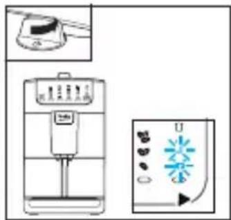 Diagram showing a kitchen appliance with control panel and labeled parts, including a fan icon and a magnified view of the device.