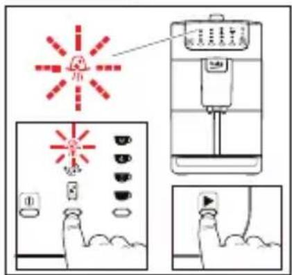Diagram illustrating a device's operation with red laser indicators and control buttons, including a close-up of the screen.