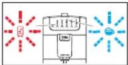 Diagram showing a device with red and blue indicator lights, likely illustrating a sensor or signal detection system.