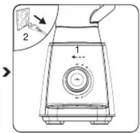 Diagram of a kitchen appliance with labeled parts and directional arrow, showing component positioning and adjustment.
