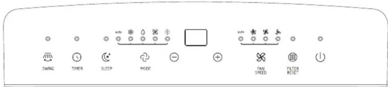 SWING TIMER SLEEP MODE FAN SPEED FILTER RESET