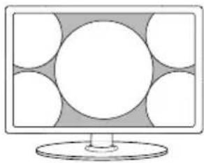 Illustration of a computer monitor with a central screen and surrounding circular design (no text or symbols)