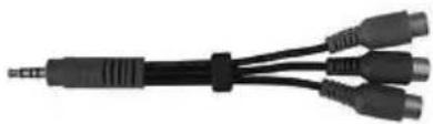 Close-up of a black audio jack cable with multiple connectors (no text or symbols visible)