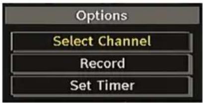 Options Select Channel Record Set Timer