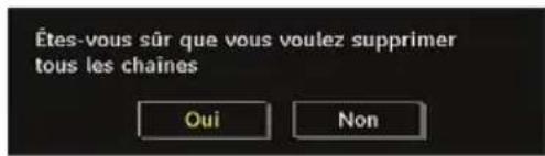 Étes-vous sûr que vous voulez supprimer tous les chaînes Oui Non