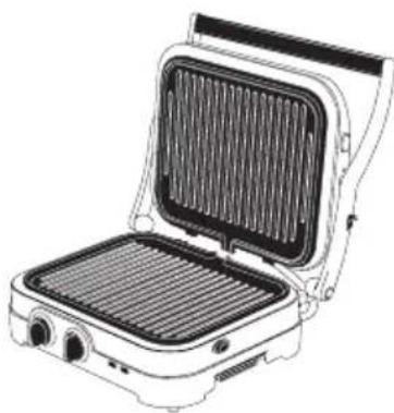 CUISINART Griddle & Grill GR47BU - Half Open Position - 1