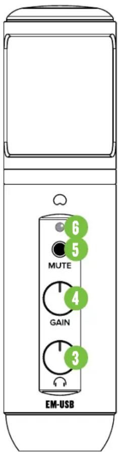 6 5 MUTE 4 GAIN 3 EM-USB