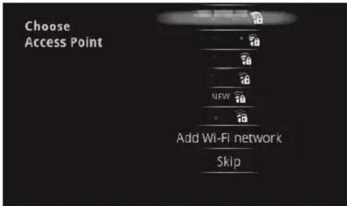 Choose Access Point Add Wi-Fi network Skip