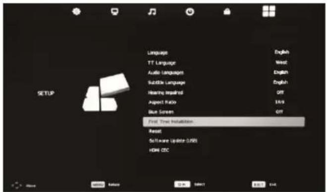 Language TT Language Audio Languages Subtitle Language Hearing Impaired Aspect Ratio Blue Screen First True Installation. Reset Software Update 0.001 HOME OEC