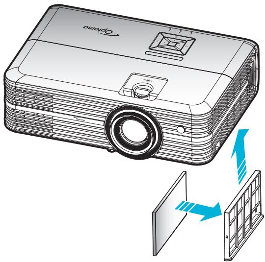 OPTOMA UHD420X - Installer le filtre à poussière - 1