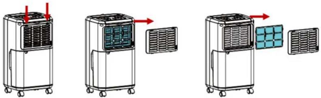 Diagram showing three different air conditioning machines with airflow direction arrows and ventilation system labels
