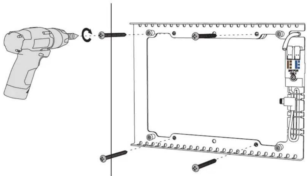 Technical diagram showing a drill bit being inserted into a device frame with screw fasteners and a 36/40 power outlet labeled.