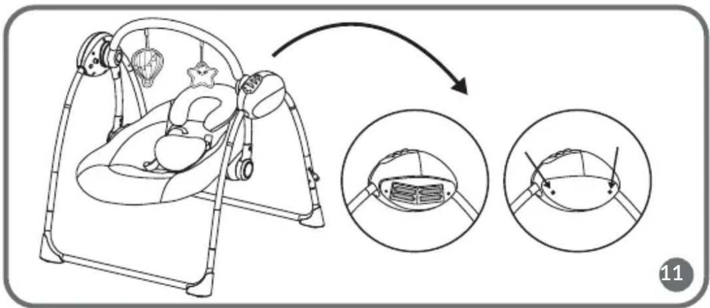 Diagram illustrating the step-by-step insertion of a baby's seatbelt, showing stages from opening to closing.