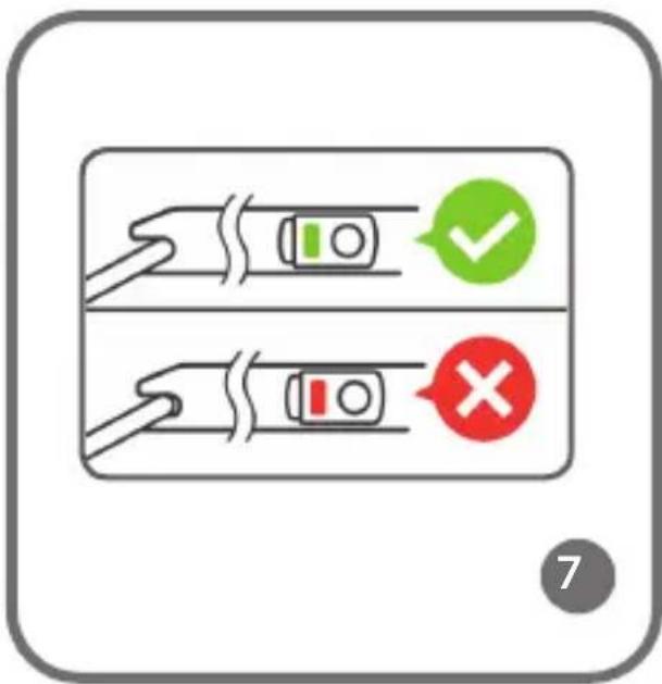 Icon showing two battery terminals with check and disconnection symbols, labeled '7' in a rounded square.