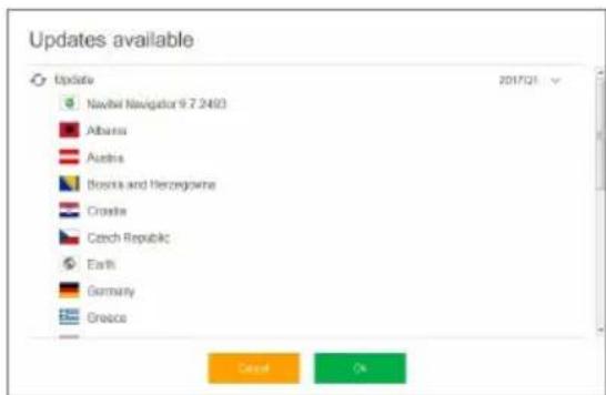 Updates available Update Newbel Navigator 9.7.2463 Albanis Austria Bosnia and Herzegovina Croatia Czech Republic Earth Germany Greece 2017/21 Cancel OK
