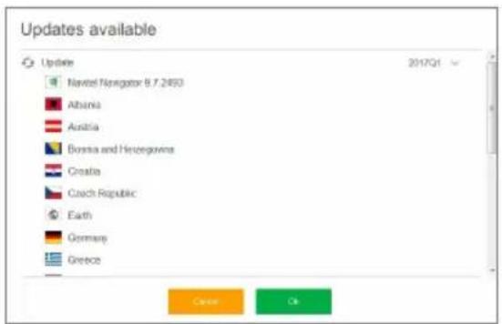 Updates available Update Navitel Navigator B.7.2493 Albania Austria Bosnia and Herzegovina Croatia Czech Republic Earth Germany Greece 2017Q1 Close OK