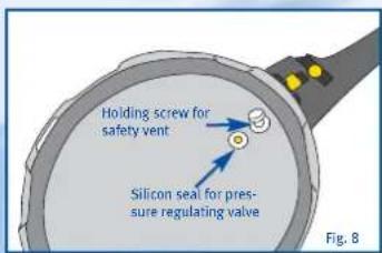 Holding screw for safety vent Silicon seal for pressure regulating valve Fig. 8