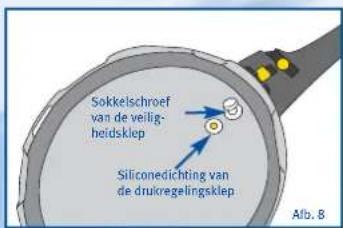 Sokkelschroef van de verlig- hetelsklep Siliconedichting van de druicregelingsklep Afb. 8