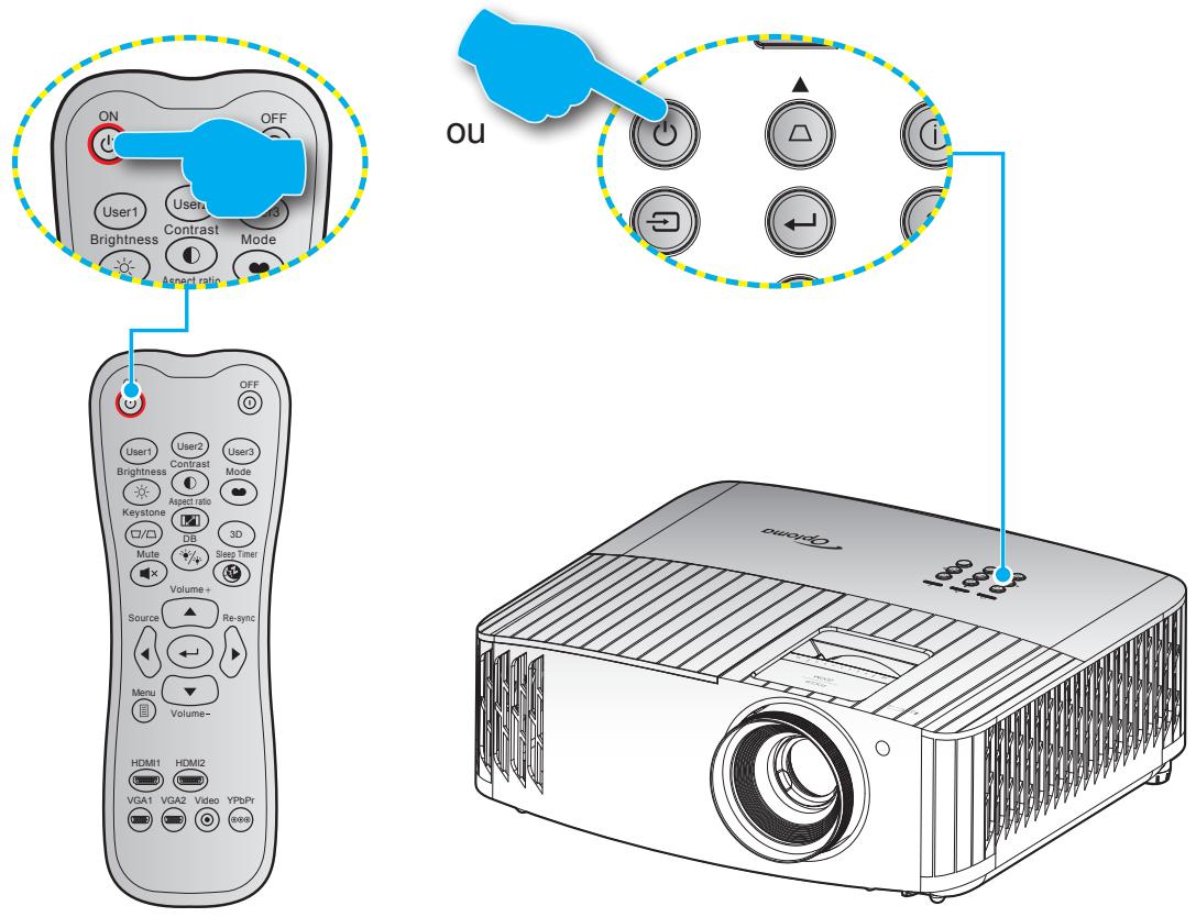 OPTOMA UHD443Xe - Mise sous/hors tension du projecteur - 1
