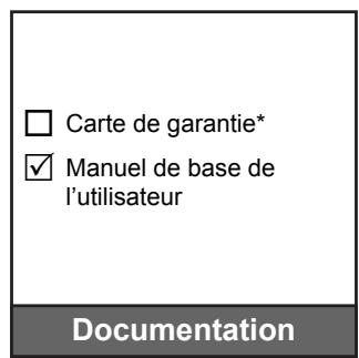 Carte de garantie* Manuel de base de l'utilisateur Documentation