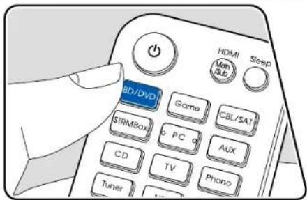 HDMI Main Sub Sleep BD/DVD Game CBL/SAT STRIMBOX PC AUX CD TV Phono Turner