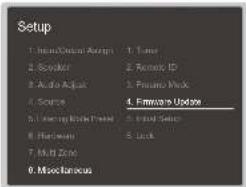 Setup 1. Item/Design Design 1. Time 2. Symbol 2. Remote ID 3. Audio Adjust 3. Premium Quick 4. Source 4. Features Update 5. Item/Design Tools 5. Initial Settings 6. Platform 6. Lock 7. Multi-Zone 8. Miscellaneous