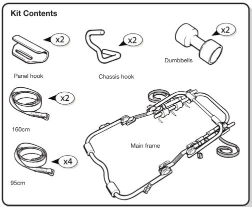 Kit Contents x2 Panel hook Chassis hook 160cm x4 95cm Dumbbells Main frame
