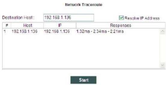 Network Traceroute Destination Host : 192.163.1.136 Resolve IP Address Host IP Responses 1 192.163.1.136 192.168.1.136 1.32ms - 2.34ms - 2.21ms Start