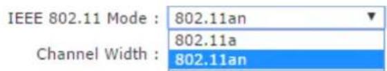 IEEE 802.11 Mode : 802.11an Channel Width : 802.11an