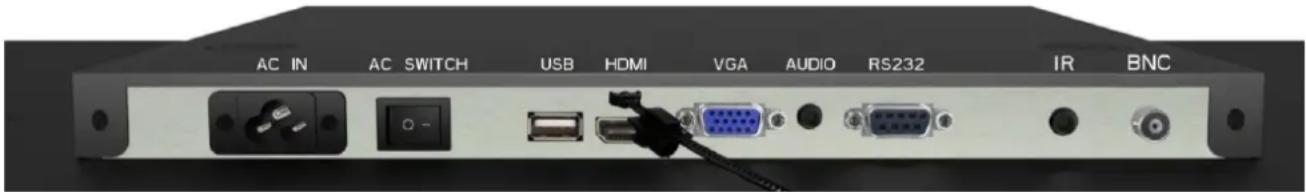 AC IN AC SWITCH USB HDMI VGA AUDIO RS232 IR BNC
