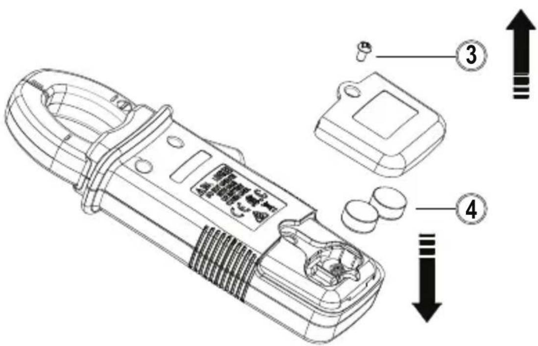 Technical diagram of a handheld device with labeled parts and directional arrows indicating assembly or operation.