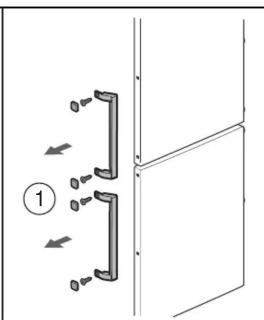 Technical diagram showing a structural connection with arrows indicating movement and labeled component 1