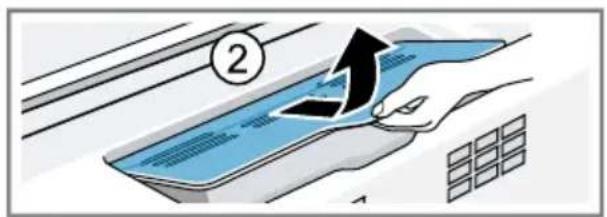 Diagram showing airflow direction on a car with numbered annotation and directional arrow.