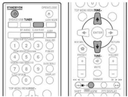 STANDBYON OPENCLOSE DVD/CD USB TUNER AUDIO/NLIE BT AUDIO CLOCK/TIVER SLEEP AUDIO SUBTITLE IN WIRE EQUALIZER 1 2 3 ZOOM VENDY PROGRAM P.BASS 4 5 6 STUDIO VIDEO MODE A-B BASHTURE 7 8 9 CLEAR OPTION DISPLAY 0 TOP MENU MENURIBE+ TOP MENU MENUTUNE+ ENTER NOU MENU RETURN PRESSET TUNE- VOLUME + MUTE - DIMMER SHIFT INS ASPN PTY DISPLAY