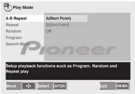 PIONEER X-CM52BT - 使用 ↑/↓ 選擇 A(Start Point)。 - 1
