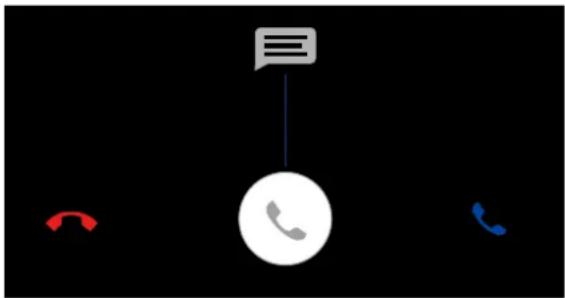 Diagram showing a chat signal with a white telephone icon and red and blue curved indicators below it.
