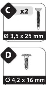 C x2 Ø 3,5 x 25 mm D Ø 4,2 x 16 mm