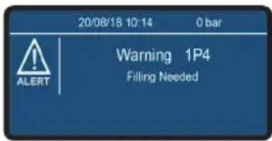 20/08/18 10:14 0 bar Warning 1P4 Filling Needed ALERT