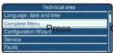 Technical area Language, date and time Complete Menu Configuration Wizard Service Faults
