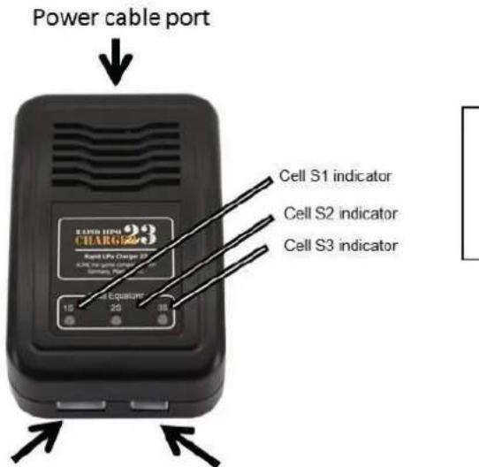 Power cable port 800000 CHARGO Round LPS Charger 23 800000 CHARGO Cell S1 indicator Cell S2 indicator Cell S3 indicator 15 20 35