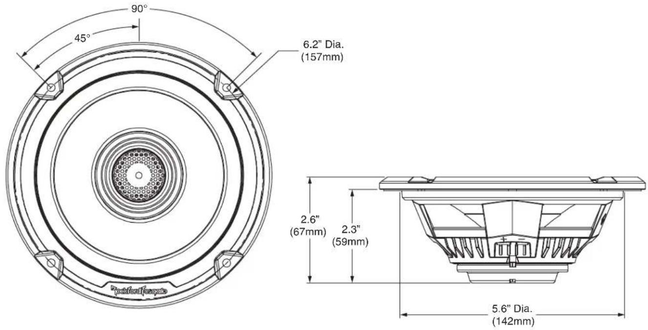90° 45° 6.2" Dia. (157mm) 2.6" (67mm) 2.3" (59mm) 5.6" Dia. (142mm)