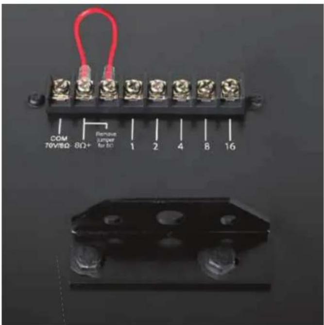 COM 70V/80-8Ω+ Remove lumper for 8Ω 1 2 4 8 16