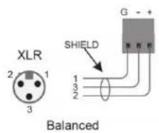 XLR 2 1 3 SHIELD G - + Balanced