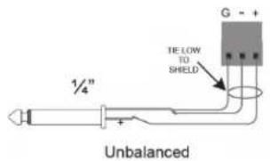 1/4" TIE LOW TO SHIELD G - + Unbalanced