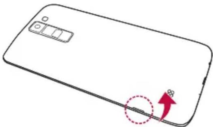 Diagram of a smartphone showing the side panel and body, with a red arrow indicating the fold change (no text or symbols present)
