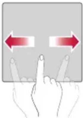 Illustration of two hands pointing at a screen with red double-headed arrows indicating left and right sides (no text or symbols)
