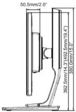 50.5mm/2.0" 362.5mm/14.3"(492.5mm/19.4") 380.0mm/15.0"