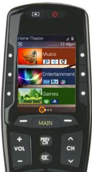 Home Theater 12:49pm Music Entertainment Games MAIN + + VOL - PREV CH CH -