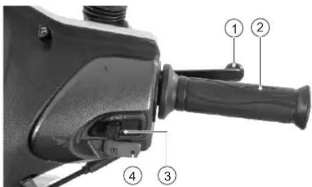 Labeled diagram of a mechanical device with numbered parts, likely a manual tool or component.